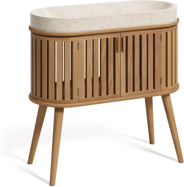 Rokia, Kylpyhuonekaappi, luonnollinen, H90x90x40 cm, massiivipuuta