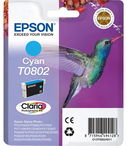 Epson T0802 C13T08024011 Syaanimustekasetti, 350 sivua