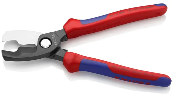 Knipex-kaapelileikkuri kaksoisterällä, ruskeaksi käsitelty, monikomponenttikahvalla 200 mm