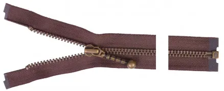 YKK Jaettava Vetoketju Antiikkimessinki 35cm 4mm Ruskea