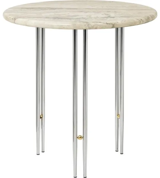GUBI IOI Sivupöytä Ø50 Kromi/Beige