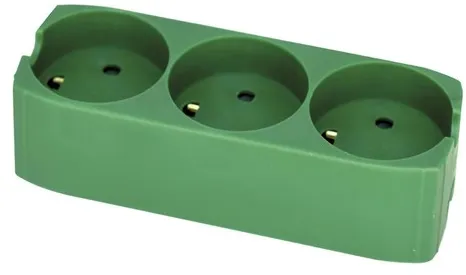 Gripo Pistorasia, jossa 3 pistorasiaa ja maadoitus, Vihreä