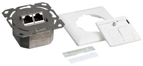 LogiLink Cat.6A seinäpistorasia 2 x RJ45 suojattu signaalivalkoinen